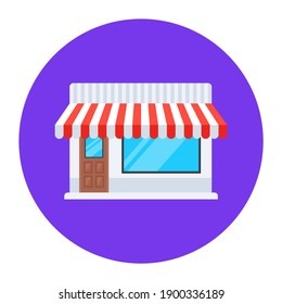 
Shop exterior flat icon design