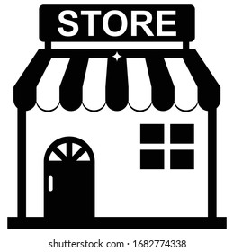 Concepto de fachada de tienda, diseño de tienda, construcción de tienda de negocios diseño de icono vectorial