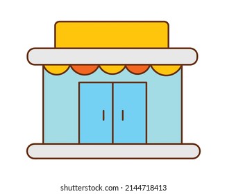 Icono de la fachada de compras. Ilustración del vector