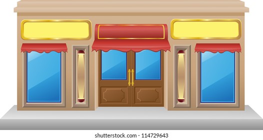 shop facade with a showcase vector illustration