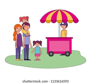 shop fast food cart with family icon