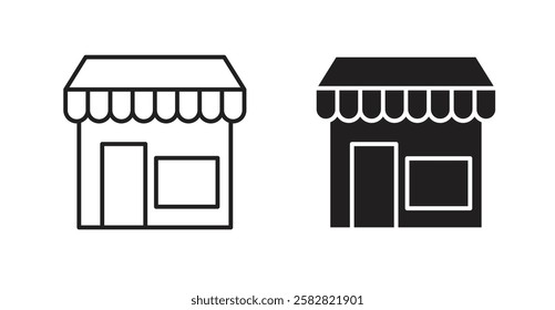 Shop filled and outlined icons vectors on white background