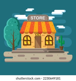 a shop with flat design illustration