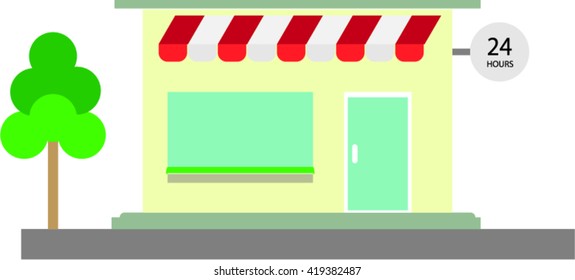 Shop , Flat design vector illustration of small business concept