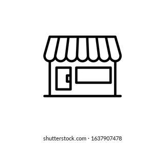 Shop flat icon. Thin line signs for design logo, visit card, etc. Single high-quality outline symbol for web design or mobile app. Shop outline pictogram.