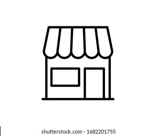 Shop flat icon. Thin line signs for design logo, visit card, etc. Single high-quality outline symbol for web design or mobile app. Shop outline pictogram.