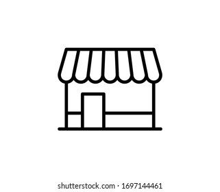 Shop flat icon. Thin line signs for design logo, visit card, etc. Single high-quality outline symbol for web design or mobile app. Shop outline pictogram.