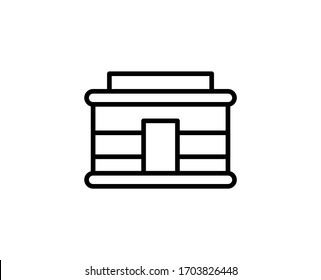 Shop flat icon. Thin line signs for design logo, visit card, etc. Single high-quality outline symbol for web design or mobile app. Shop outline pictogram.