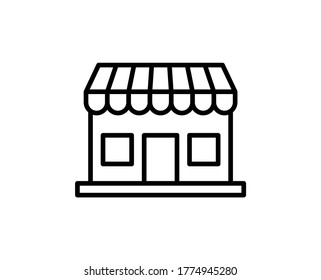 Shop flat icon. Thin line signs for design logo, visit card, etc. Single high-quality outline symbol for web design or mobile app. Shop outline pictogram.