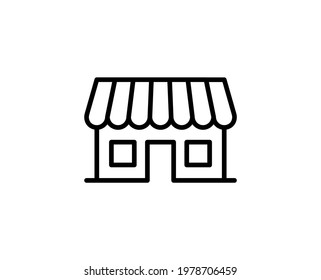 Shop flat icon. Thin line signs for design logo, visit card, etc. Single high-quality outline symbol for web design or mobile app. Shop outline pictogram.