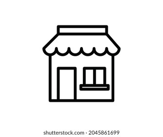 Shop flat icon. Thin line signs for design logo, visit card, etc. Single high-quality outline symbol for web design or mobile app. Shop outline pictogram