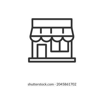 Shop flat icon. Thin line signs for design logo, visit card, etc. Single high-quality outline symbol for web design or mobile app. Shop outline pictogram