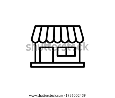 Shop flat icon. Thin line signs for design logo, visit card, etc. Single high-quality outline symbol for web design or mobile app. Shop outline pictogram.