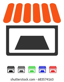 Shop flat vector pictogram with colored versions. Color shop icon variants with black, gray, green, blue, red.