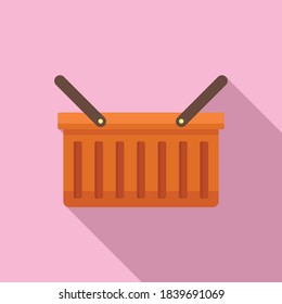 Shop food basket icon. Flat illustration of shop food basket vector icon for web design