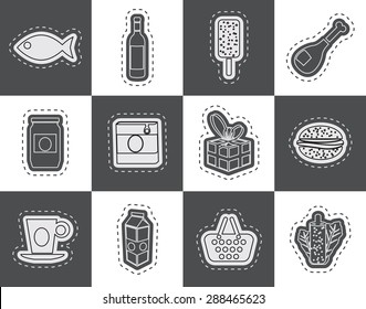 Shop, food and drink icons 1 - vector icon set