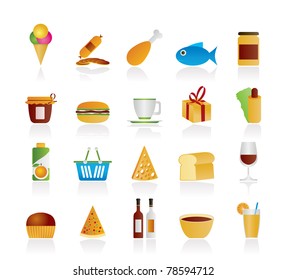 Shop and Foods Icons - Vector Icon Set
