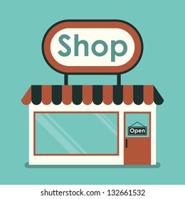 Shop Front. Exterior horizontal windows empty for your store product presentation or design.