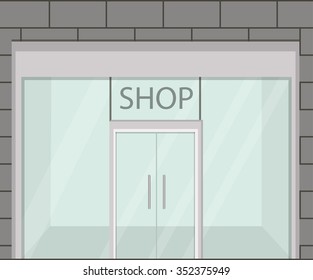 Shop Front. Exterior horizontal windows empty for your store product presentation or design. Eps10 vector