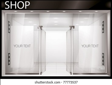 Shop Front. Exterior horizontal windows empty for your store product presentation or design. Eps10 vector