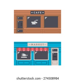 Shop front facade flat design illustration vector