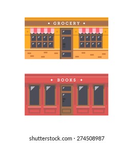 Shop front facade flat design illustration vector