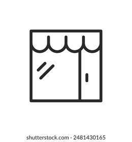 Shop front, linear style icon. storefront or retail shop. Editable stroke width