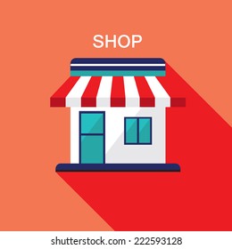 Shop Front. Modern flat design facade of store building.  Online store,sale, buy products. Vector illustration