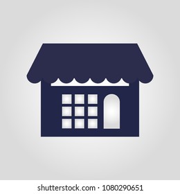 Shop front or showcase isolated flat vector icon