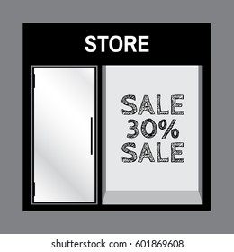 Shop front or store front view illustration. Store front mock up