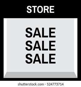 Shop front or store  view with sale sign vector illustration.
