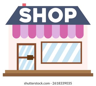 Shop front view cartoon hand drawn flat illustration store retail concept 