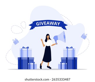 shop giveaway concept illustration. Suitable for landing page, ui, web, App intro card, editorial, flyer, and banner.