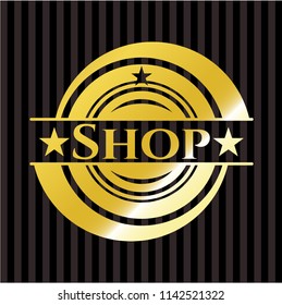 Shop golden emblem or badge