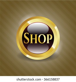 Shop golden emblem or badge