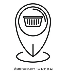 Shop gps pin icon. Outline Shop gps pin vector icon for web design isolated on white background