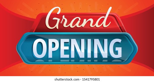 Shop grand opening concept banner. Cartoon illustration of shop grand opening vector concept banner for web design