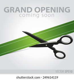 Shop grand opening - cutting green ribbon