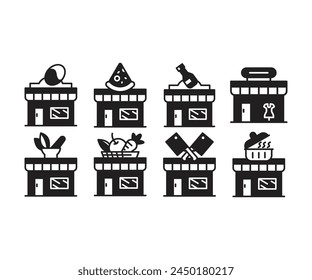 shop and grocery icons set vector illustration