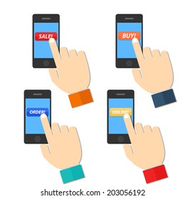 Shop Hand Hold Touch Screen on Mobile Phone