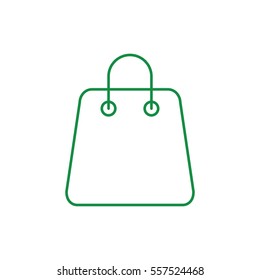 shop handle bag shopping sale store package outline thin line linear green icon on white backrgound