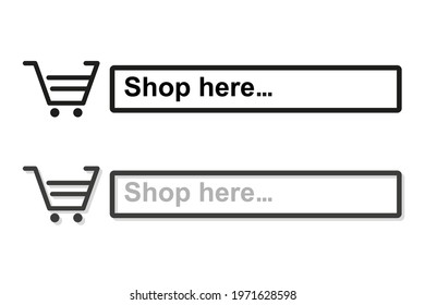 Shop here illustration. Vector icon in flat design