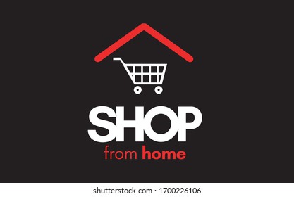 Shop from home against coronavirus, covid-19, 2019-ncov. Shopping cart design in vector illustration.