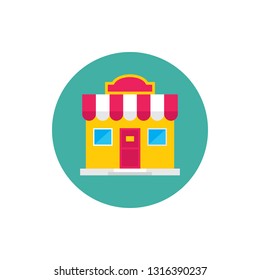 Shop house build - concept icon in flat graphic design style. Sign for website, mobile application, presentation, infographic. Vector illustration. 