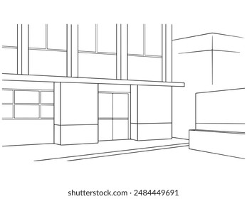 A shop house in outline and vector format.