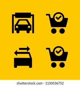 shop icon. 4 shop set with cart and car vector icons for web and mobile app