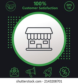 Shop icon. Background consisting of green and black colors. modern design