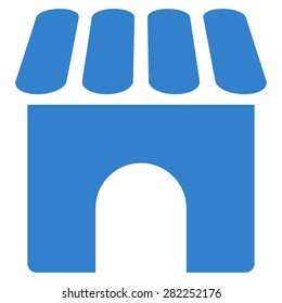 Shop icon from Basic Plain Icon Set. Style: flat vector image, cobalt color, rounded angles, white background.