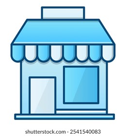 Shop icon, blue gradient vector illustration