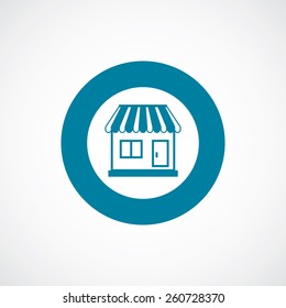 shop icon bold blue circle border, white background  